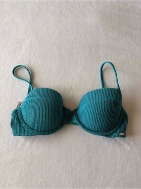 Victoria’s Secret PINK Ribbed Underwire Push-Up Teal Bikini Top Medium